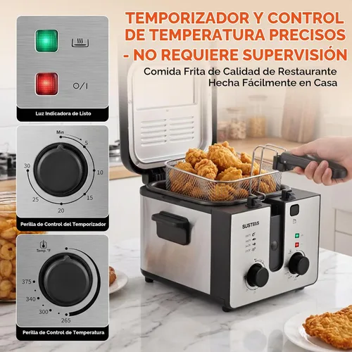 Vista 2 de SUSTEAS Freidora eléctrica con canasta, freidora de aceite para uso