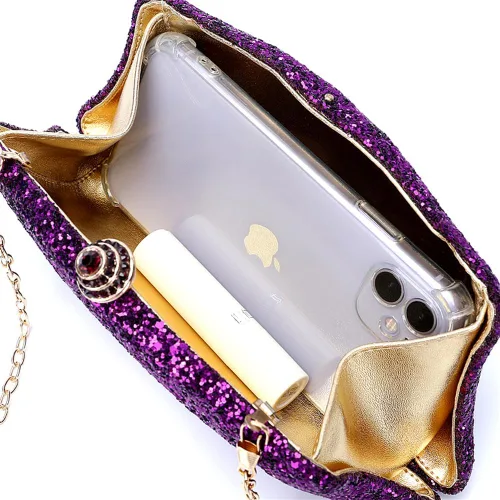Vista 6 de Bolso de noche con purpurina para mujer, bolso de mano con lentejuelas, para cóctel, baile de graduación, fiesta, bolso de mano brillante