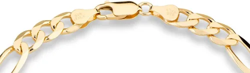 Vista 3 de Miabella Pulsera de cadena de eslabones Figaro de oro de 18 quilates sobre plata de ley italiana de 0.276in con corte de diamante sólido