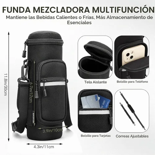 Vista 7 de Licuadora portátil exprimidor personal para batidos batidos con funda GZ50-3+Funda negra