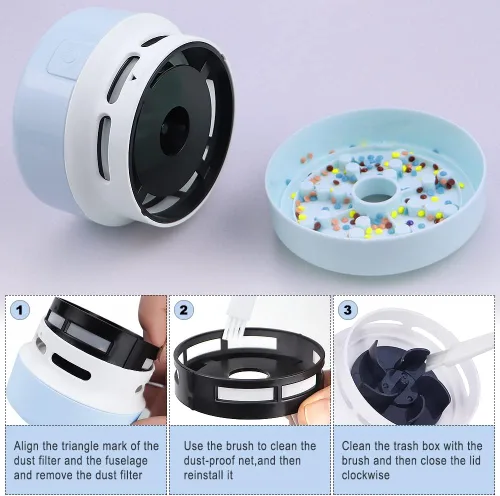 Vista 4 de BLOCE Diamond Tools, Aspiradora Mini de Accesorios de Escritorio, Aspiradora de Mano (Azul)