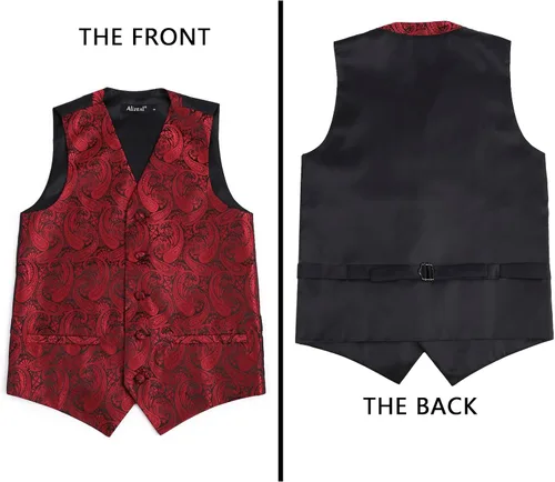 Vista 30 de Alizeal Conjunto de 2 piezas de corbata de lazo preatada de jacquard de cachemira con estampado floral clásico para niños