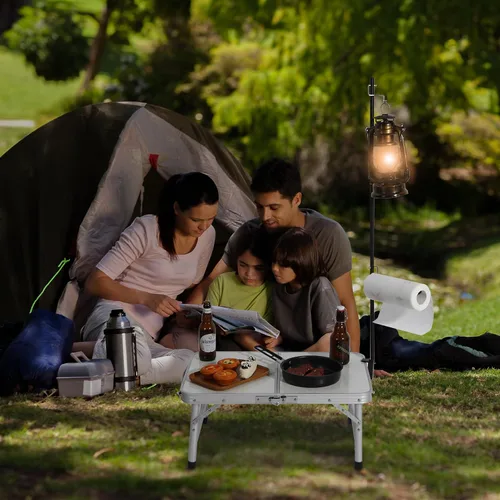 Vista 5 de REDCAMP Farol plegable de 72 pulgadas de alto con estacas y ganchos, postes de lámpara plegables de aleación de aluminio ultraligeros portátiles