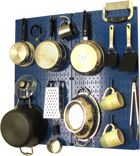 Vista 19 de Wall Control Organizador de Tablero Perforado de Cocina Estante de Almacenamiento de Ollas y Sartenes Kit de Organización con Tablero Perforado