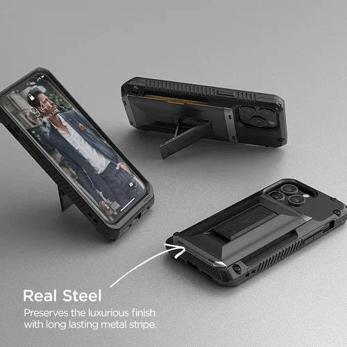 Vista 2 de VRS DESIGN Damda Glide - Funda híbrida para iPhone 13 Pro, ranura para tarjetas con soporte, funda funcional resistente compatible con iPhone 13 Pro