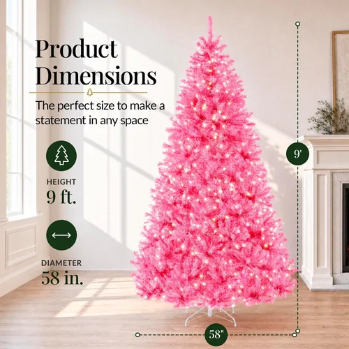 Vista 159 de Best Choice Products Árbol de Navidad azul bebé preiluminado de 6 pies, decoración navideña artificial completa con 947 puntas de rama, 250 luces