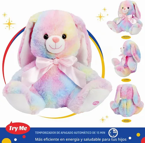 Vista 4 de Glow Guards Conejito de Pascua de 11 pulgadas con luz de arcoíris, suave