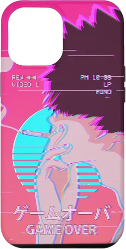 Vista 26 de Funda retro para iPhone 16 Vaporwave Aesthetic Emo Anime Boy Sad Game Over Lofi