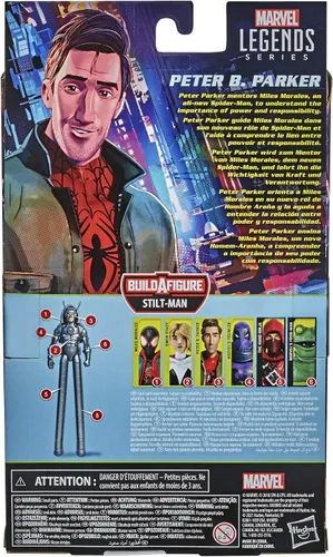 Vista 14 de Spider Man de Hasbro Marvel Legends Series, Into The Spider-Verse. Figura de acción coleccionable de Peter B. Parker de 6 pulgadas, juguete