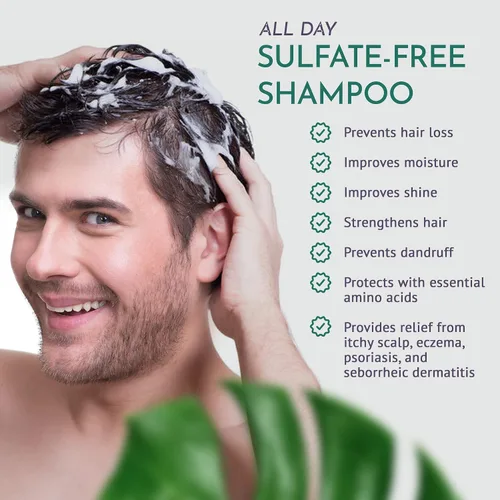 Vista 5 de Champú orgánico libre de sulfatos unisex Tratamiento de cabello y cuero cabelludo ayurvédico 100% natural con jaboncillo, neem, shikakai, aceite