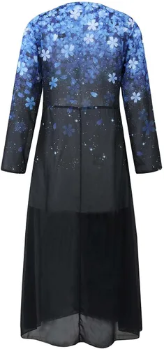 Vista 2 de Vestidos largos para mujer, vestido de noche de gasa con cuello en V, vestido irregular
