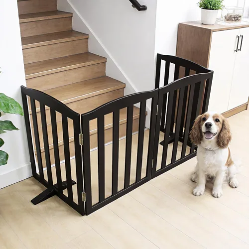 Vista 3 de Puerta Independiente para Perros para Interiores, Puerta para Perros Plegable, Puertas para Mascotas para Entradas, Escaleras o Pasillos, Puerta