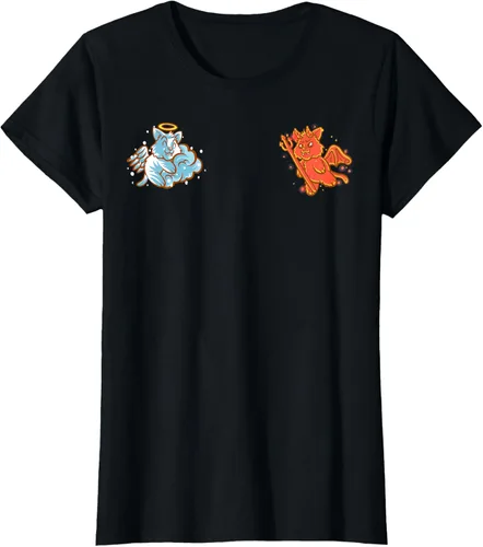Vista 35 de Camiseta de gato ángel y diablo sentado en tu hombro Nerd Kitten, Negro
