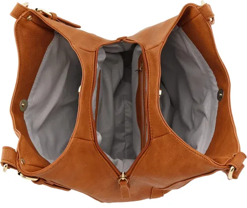 Vista 5 de Bolsa de hobo mediana de piel sintética de 3 compartimentos