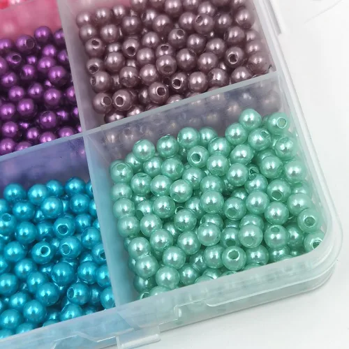 Vista 3 de Inspirelle 5400 piezas Cuentas de perlas de 4 mm 30 colores Cuentas de plástico para hacer joyería y manualidades