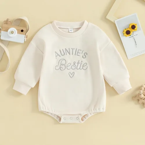 Vista 2 de VISGOGO Mameluco de gran tamaño para bebé recién nacido, ropa neutra Beige-aunties Bestie