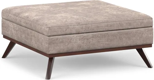 Vista 18 de SIMPLIHOME Owen - Otomana cuadrada con aspecto de lino de 36 pulgadas de Natural