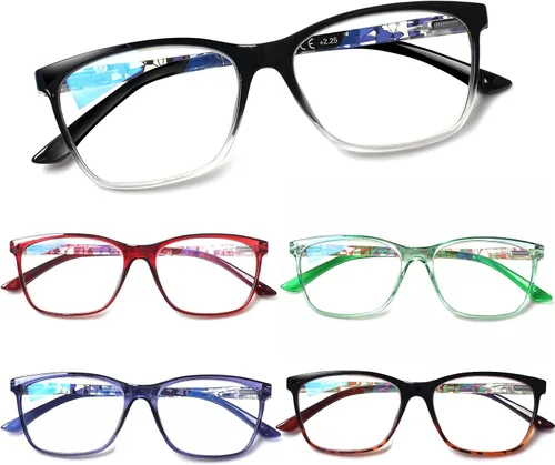 Vista 8 de SIGVAN Lentes de lectura para mujer, con bloqueo de luz azul, bisagra de resorte, diseño de moda, lentes con estampado para mujer