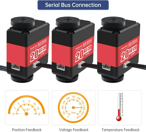 Vista 2 de LX-224 Serial Bus Servo, 3 Conectores 44.1 lbs Gran Torque Doble Rodamiento de Bolas Motor Servo de Metal Completo Equipado con Sistema