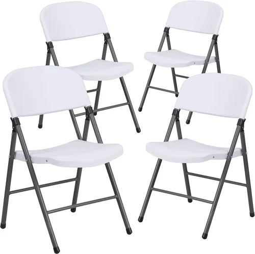 Vista 20 de Flash Furniture HERCULES Series Silla plegable de plástico negro con marco de carbón de 330 libras