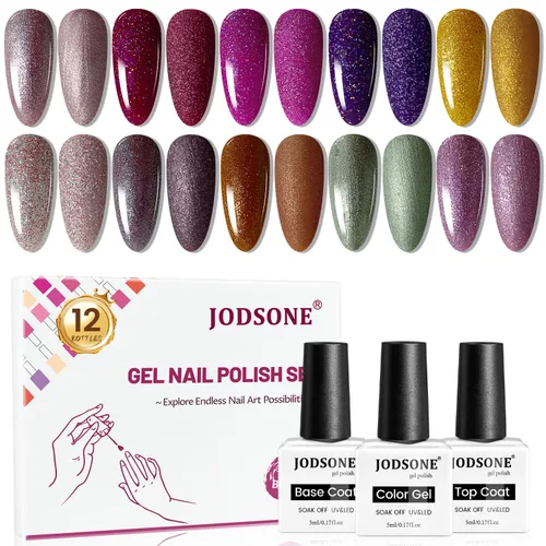 Vista 16 de JODSONE - Juego de 100 esmaltes de uñas de gel (5 ml cada uno) con capa base que no se limpia, capa de base que se borra y capa superior mate