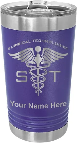 Vista 16 de LaserGram Vaso de pinta aislado al vacío de 16 onzas, ST Surgical Technologist, grabado personalizado incluido (negro)