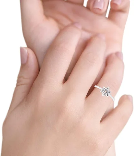 Vista 5 de Blue Apple Co. Star of David - Anillo de plata de ley 925 maciza, Plata de ley 925