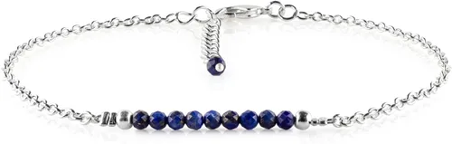 Vista 100 de YANARA Pulsera de tobillo para mujer, piedra de nacimiento natural, cuentas de piedras preciosas, tobillera delicada hecha a mano de 9 pulgadas +