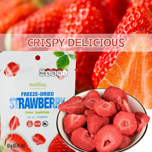 Vista 4 de ONETANG Fresa de frutas liofilizadas, paquete de 10 unidades, sin OMG, Kosher, sin azúcar añadida, sin gluten, vegano, regalos de día festivo
