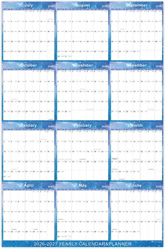 Vista 13 de Vibrant Focus Calendario anual de pared, calendario de pared anual 2026-2027 y planificador con papel grueso, julio 2026 a junio 2027, XL, 34.7 x