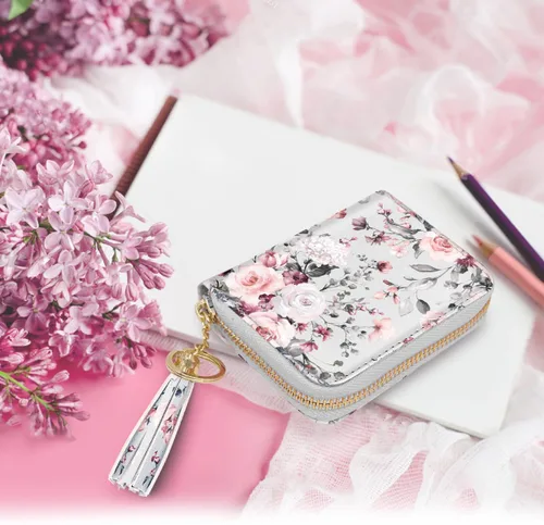 Vista 8 de Billetera pequeña para tarjetas de crédito RFID con purpurina linda para mujer