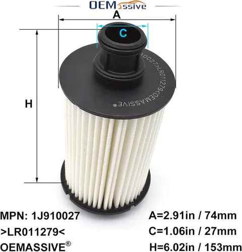 Vista 3 de 3X LR011279 - Filtro de aceite compatible con Land Rover LR4 Range Rover Sport Velar 3.0L 2995CC V6 5.0L 4999CC 5000CC V8 Engine C2D3670