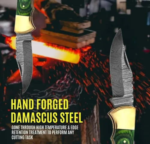 Vista 6 de Edición limitada, cuchillo de bolsillo de damasco, cuchillo de bolsillo de damasco con clip, cuchillo de bolsillo para hombres, cuchillo