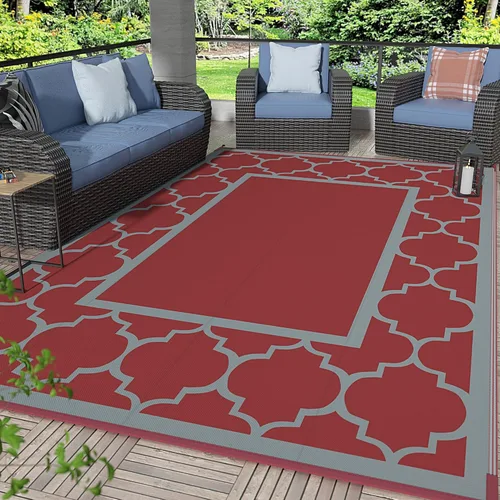 Vista 18 de GENIMO - Alfombra para exteriores de 8 x 10 pies, para patio, espacios amplios, impermeable, de pajillas de plástico, alfombra reversible
