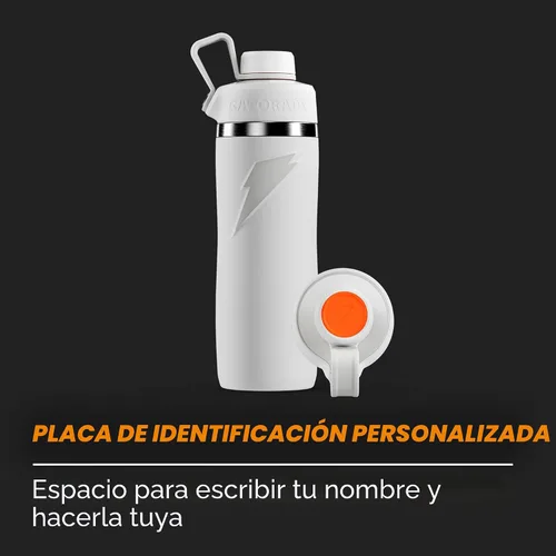 Vista 5 de Gatorade 'Overtime' - Botella de agua de acero inoxidable de 22 onzas, tapa giratoria, color blanco