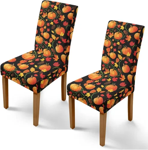 Vista 28 de Rnyleeg Juego de 1 fundas para sillas de comedor de otoño, diseño de hojas, para sala de estar, sin brazos, funda elástica para silla de cóctel