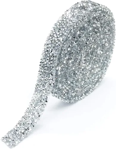 Vista 25 de Dowarm Cinta de diamantes de imitación de 3 yardas, rollo de cinta de diamantes de imitación, envoltura de malla con diamantes de imitación Negro