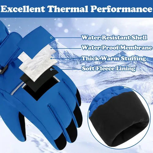 Vista 3 de Sarfel Guantes de nieve para niños, guantes impermeables para niños, guantes de esquí para niñas, guantes de invierno para niños, guantes