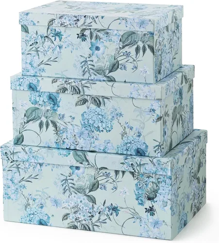 Vista 16 de Soul & Lane Cajas de almacenamiento de fotos de mariposas en vuelo (juego de 3): cajas anidables con tapas, contenedores de cartón decorativos
