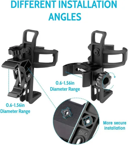 Vista 3 de KEMIMOTO Portavasos para ATV, Portabotellas para Motocicleta, Portavasos Universal con Abrazadera de Metal de 0.6-1.56 Pulgadas para Botella de 20oz