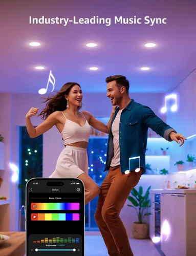 Vista 5 de Bombillas LED inteligentes BR1 AI de Lepro - Iluminación generada por IA, LightGPM 2 con LLM, sincronización de música LightBeats, control de voz a
