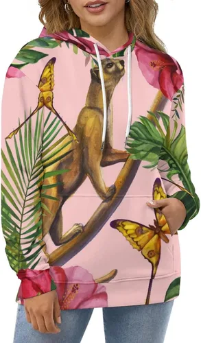 Vista 5 de Unisex Hoodie Flower Butterfly Sweatshirt Drawstring Pullover For Men Women S