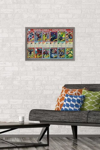 Vista 2 de Trends International Marvel Comics - Marvel 80th Anniversary - Cards Wall Poster, 14.725" x 22.375", Barnwood Framed Version