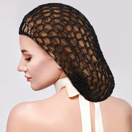 Vista 7 de Diadema para el cabello, 12 piezas de malla para el cabello, gorras de rayón para dormir, red de ganchillo para el cabello, adornos para el cabello