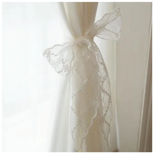 Vista 5 de 3 pañuelos de encaje para la cabeza, pañuelo para el cabello, asa de bolso de mano, cinta envolvente, Blanco, Negro