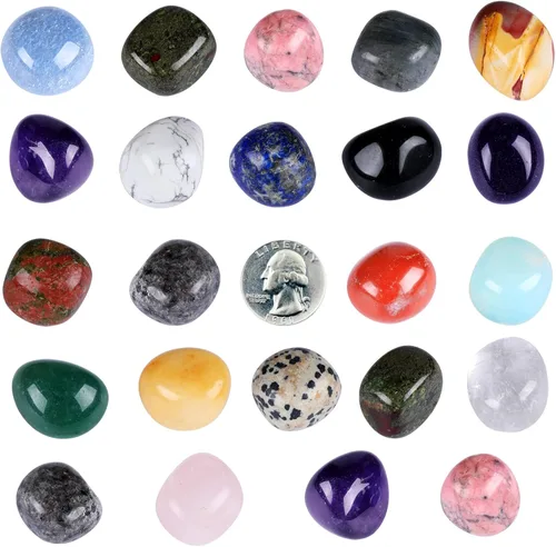 Vista 3 de Piedras pulidas y cristales a granel, 20 piezas de 1/2 a 1 pulgada de tamaño aleatorio surtido de piedras preciosas pulidas naturales pulidas