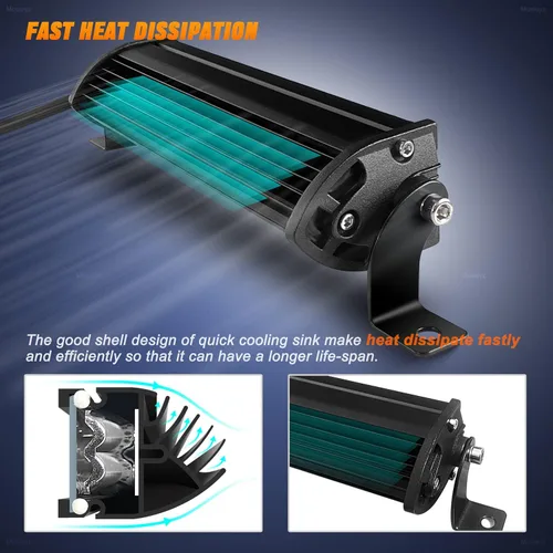 Vista 5 de Barras de Luz LED Pods de Doble Fila de 7 Pulgadas - Combo Delgado de Luz LED Spot Flood para Conducción Todoterreno, Luces Antiniebla LED Luces