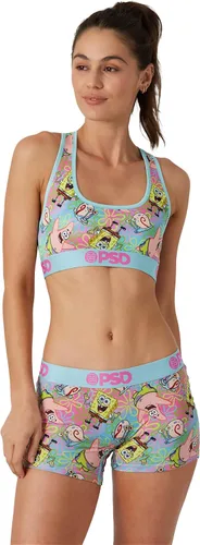 Vista 2 de PSD Sujetador deportivo de Bob Esponja para mujer, con espalda cruzada, con tela de microfibra transpirable