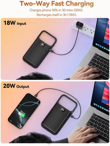 Vista 4 de PANDUK Funda de batería 9300mAh para iPhone 17 ProMax Funda de carga rápida
