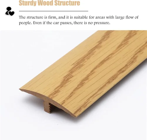 Vista 4 de Tira de transición de suelo de madera con moldura en T, flauta reductora de puerta para cocina, dormitorio, balcón, protector de borde de alfombra